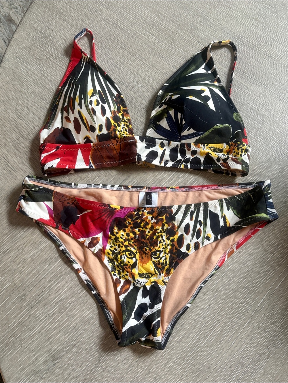 J. Crew Jungle Print Design Triangle Swim Top and Bikini Bottoms
